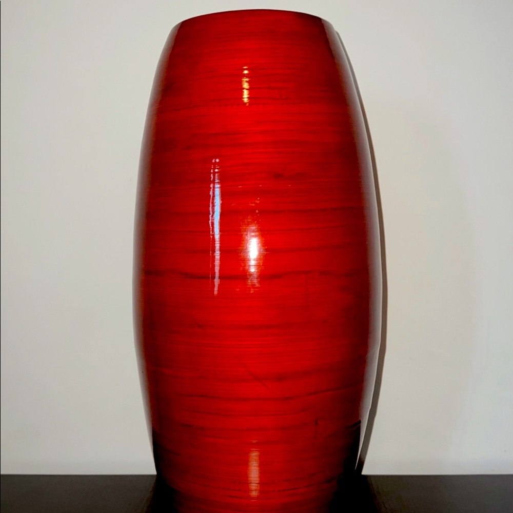 Unique red bamboo vase